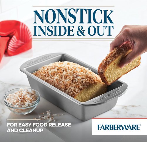 Farberware Bakeware Nonstick Meatloaf Pan Set - Two 9-Inch x 5-Inch Gray Pans