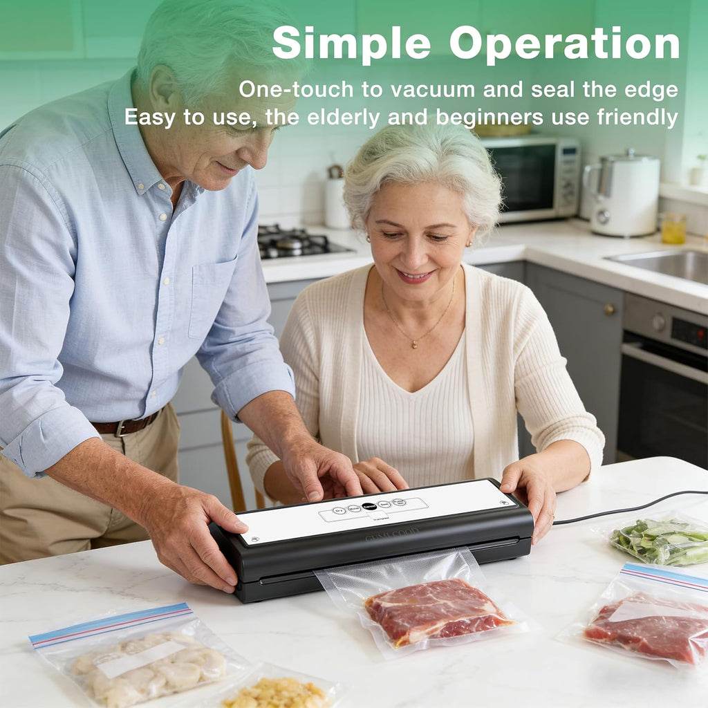 Skiennix Automatic Vacuum Sealer Machine - 5-in-1 Food Sealer with 10 Storage Bags for Moist & Dry Food