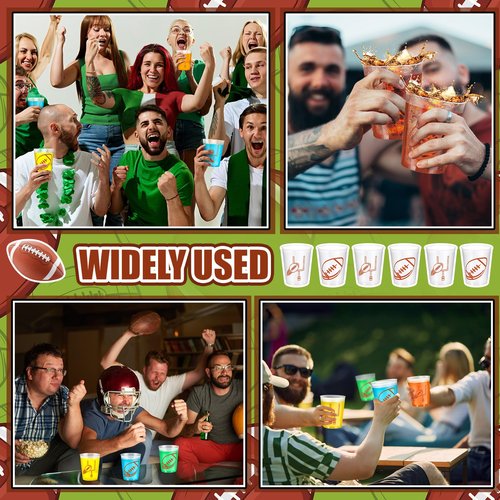Qinyoung 40 Pcs 12 oz Reusable Football Plastic Cups Football Party Decorations Supplies Tailgate Events Drinking Cups for Sports Birthday Themed Party Supplies