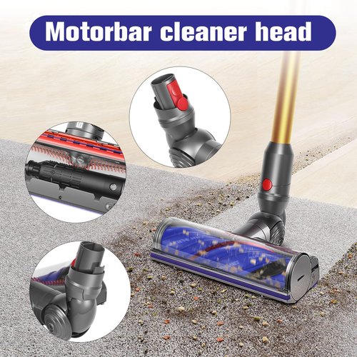 DrRobor Upgraded V12 V9 Anti-Tangle Motorbar Replacement Brush Head Compatible with Dyson V9 Motorbar / V12 Detect Slim Cordless Vacuum Cleaners, Lightweight Hardwood & Carpet Floor Attachment