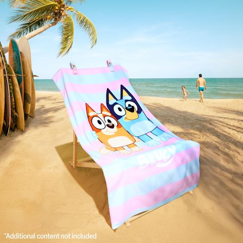 Bluey Beach Towel with 2 Clips Kids Toddlers Quick Dry Towel for Pool Beach Bath Swimming Trips Travel Essentials 55x27”