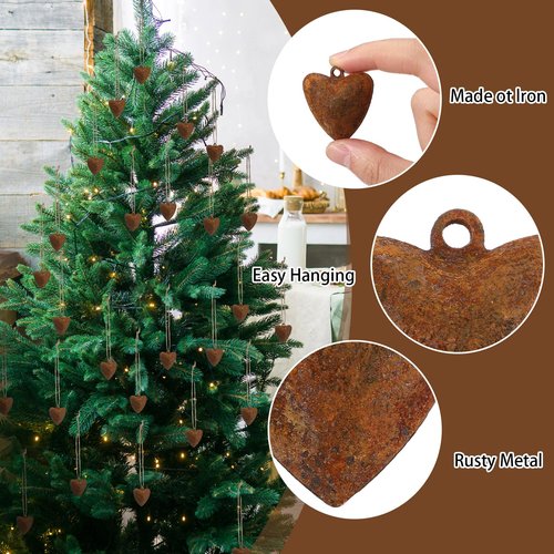 Yaocom 48 Pcs Rusty Bells Crafts Heart Shaped Valentine's Day Bell Decorations Metal Sleigh Bells with Jute Rope DIY Jingle Bell for Wedding Garland Farmhouse Rustic Front Door Window Decor