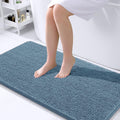 OLANLY Bathroom Runner Rugs - Soft Absorbent Chenille with Rubber Backing | Quick-Dry 44x24 Airy Blue Mats