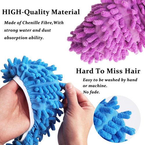 10 Pcs Shoes Cover Dust Duster, Washable Mop Slippers Shoes for Floor Cleaning, Reusable Microfiber Duster Mops for House, Office, Bathroom, Kitchen Cleaning (5Pairs)