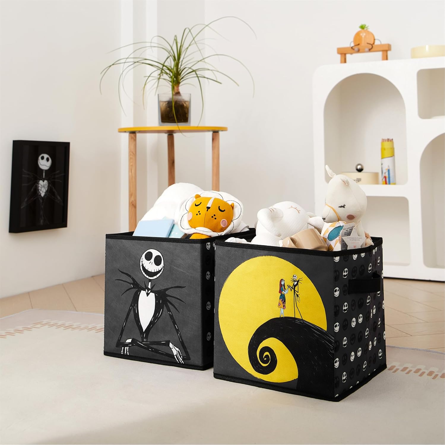Nightmare Before Christmas Jack and Sally Storage Cubes - Durable 10"x10"x10" with Handles