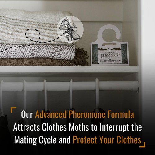 Dr. Killigan's Premium Double Potent Clothing Moth Traps with Pheromones Prime - Trap with Lure for Clothes Closets & Carpet - Case Making & Web Spinning Moth Prevention (20 Pack, White)