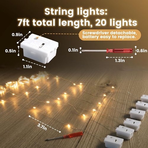 DomeStar 30-Pack Fairy Lights - 7Ft Waterproof Battery Operated LED String Lights for DIY Decor | Party & Valentine's Day