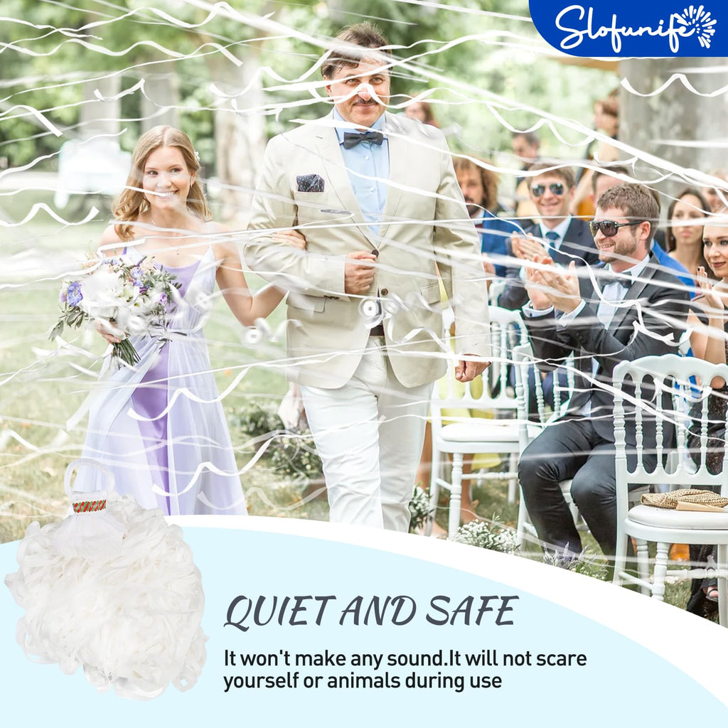 No Mess Streamers 100pack, White Confetti Poppers,Hand Throw Party Poppers No Mess for Birthday, Graduation, Wedding Send Off, Engagement Party Favors（White 100Pack）
