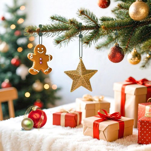48 PCS Adjustable Christmas Ornament Hooks, Hoevaton Non-Slip Hanger Hooks for Hanging Small & Large Heavy Ornaments, Xmas Ornament Hanging Hooks for Holiday Tree Decorations (Green, 48 Count)