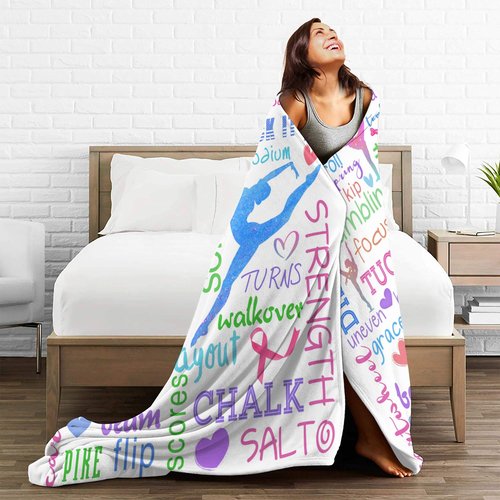 Cvrozpwy Gymnastics Blanket, Gymnast Gifts for Girls Gymnastics Lovers Teens Women Kids Birthday Soft Flannel Fleece Warm Cozy Throw Blanket for Sofa Bed Home Decor 40"X50"