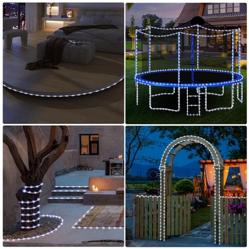 184FT 1000LED Rope Lights Outdoor, Outside LED Rope Lights Plug in String Lights Waterproof 8 Modes Clear Tube Lights for RV Camping Pool Patio Garden Christmas Tree Holiday Decoration(Cool White)