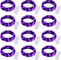Skiennix Halloween Purple Fairy String Lights - 12 Pack 7 Ft 20 LED Battery Operated for Party Decor