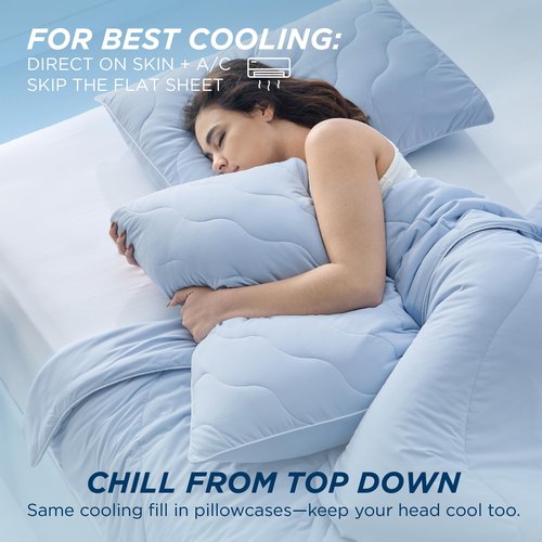 Bedsure Cooling Comforter Cal King Size, Cooling Blankets for Hot Sleepers, Q-Max>0.42, Breathable Cooling Blanket for Night Sweats, All-Season Lightweight Comforter (104"x96", Blue)