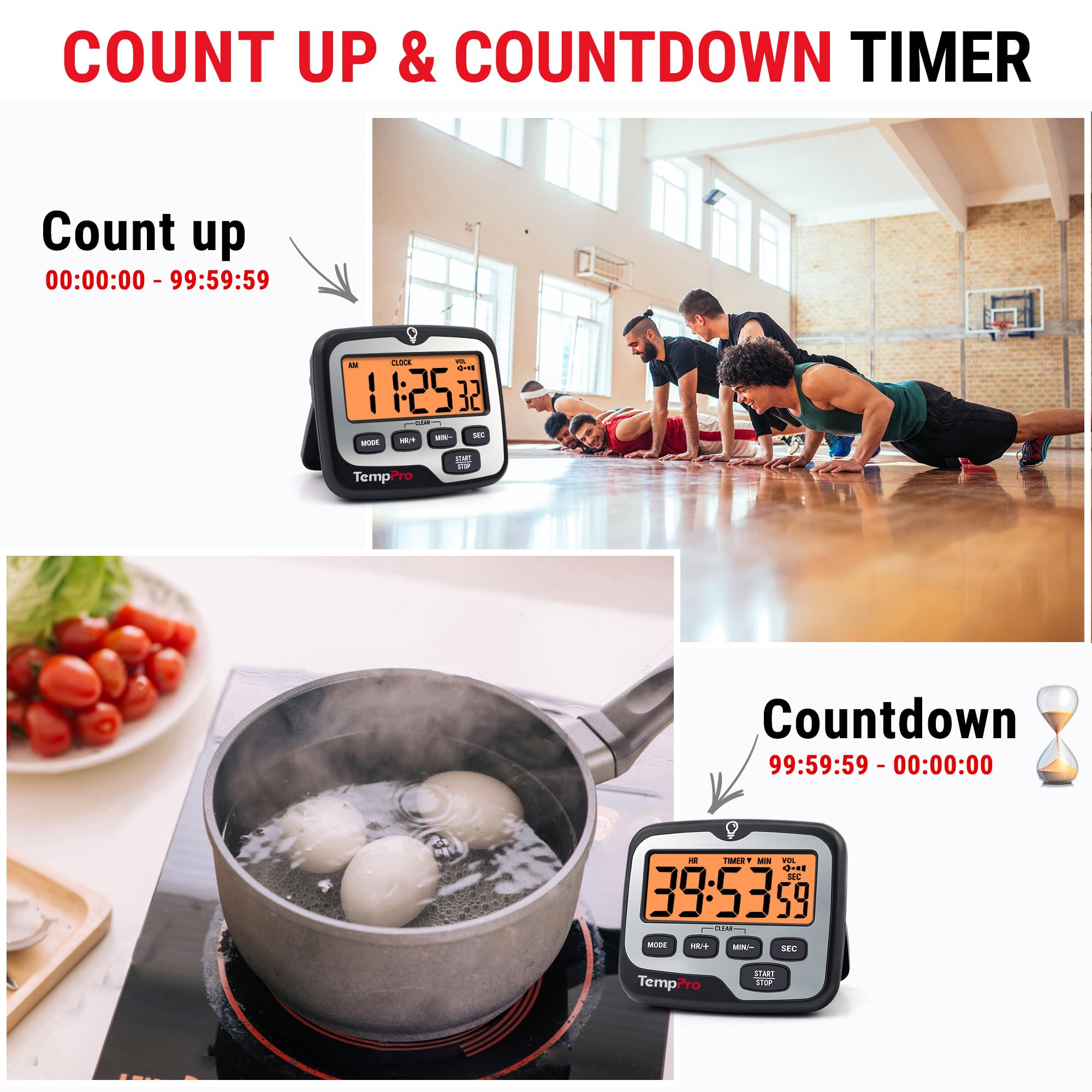 TempPro TM01 Kitchen Timers for Cooking with Count Up Countdown Timer, Digital Timer for Kids Students with Touch Backlight, Study Timers for Classroom Teacher Supplies(Previously ThermoPro)
