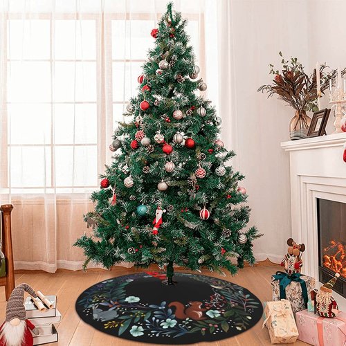 Forest Wreath Christmas Tree Skirt 36" for Xmas Holiday New Year Party Circle Tree Mat Ornaments Decoration