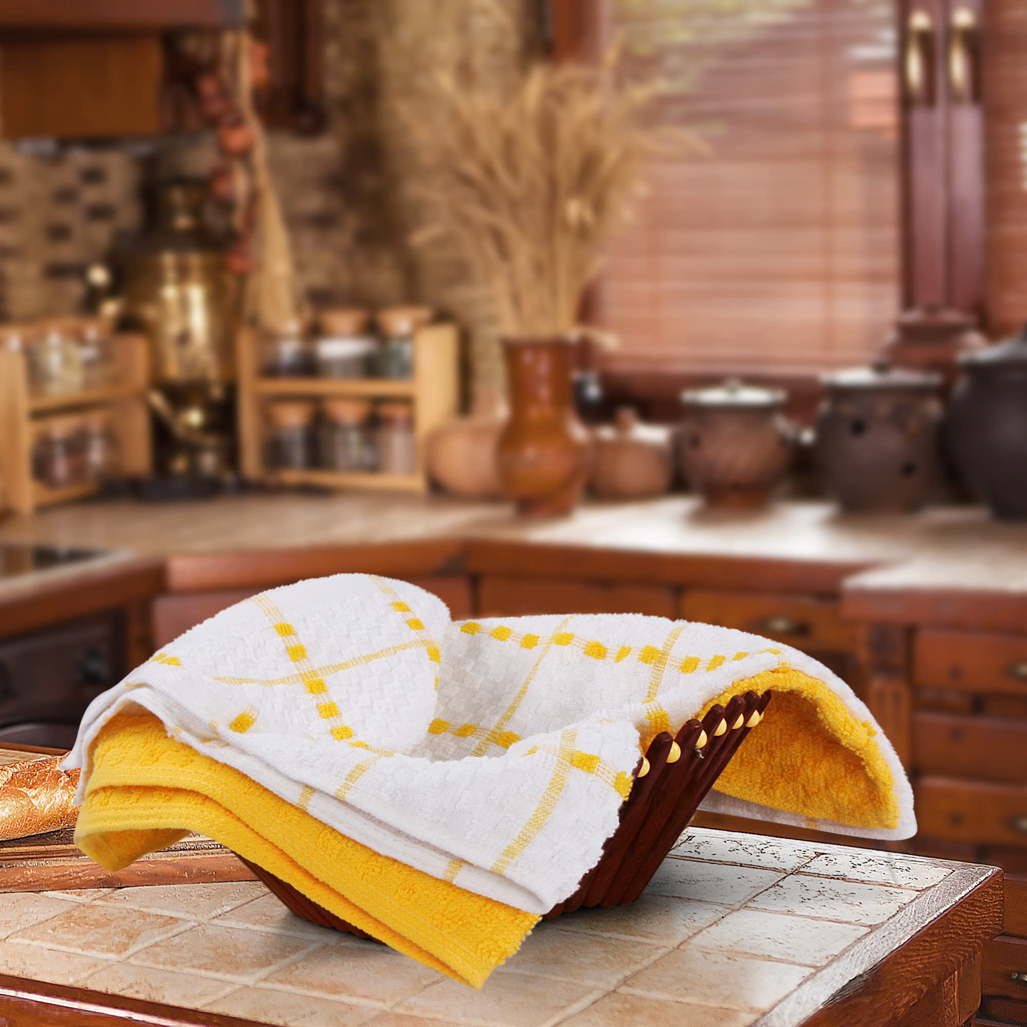 Utopia Towels - Kitchen Towels 12 Pack, 15 x 25 Inches, 100% Ring Spun Cotton Super Soft and Absorbent Linen Dish, Tea and Bar Towels Set, Yellow