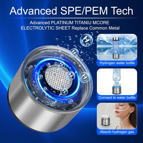 2026 Portable 4000PPB Hydrogen Water Bottle Generator, SPE PEM Tech Glass Ionizer Machine 420ml for Home, Office, Travel, Fitness – Health Benefits with USB-C Charging