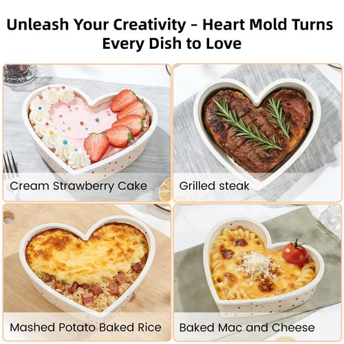 SJ 2P 10 Inch Silicone Heart Shaped Cake Pans, Nonstick Cake Pan, BPA Free Silicone Heart Cake Baking Mold for Oven Dishwasher Safe-Heartdot