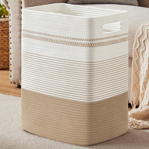 SIXDOVE Laundry Basket, Large Woven Rope Tall Laundry Basket with Handles, Decorative Storage Basket for Clothes and Blankets in Living room, Bedroom