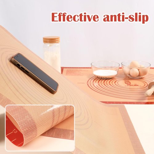 Folksy Super Kitchen Non-Slip Silicone Pastry Mat - Extra Large 16'' x 26'' with Measurements for Baking & Rolling