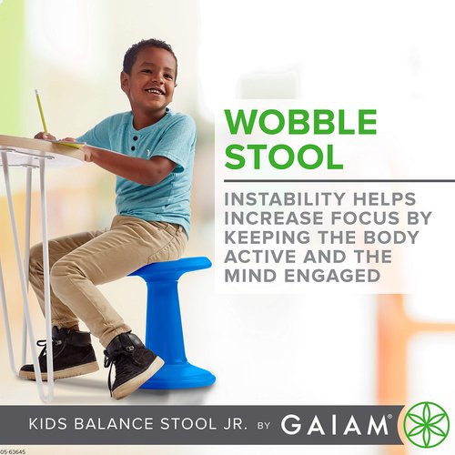 Gaiam Kids Wobble Stool Desk Chair - Alternative Flexible Seating Balance Wiggle Chair | ADHD Sensory Fidget Core Rocker Seat, Elementary School Classroom Furniture for Student, Toddler, Ages 5-8, PP