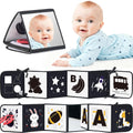 Skiennix Black and White Baby Books - Tummy Time Mirror & Soft Montessori Sensory Toy for Infants 0-6 Months