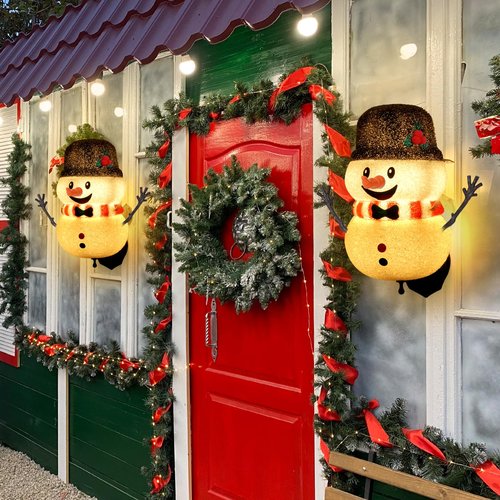 2 Pack Snowman Christmas Porch Light Covers for Porch Lights, Winter Holiday Outdoor Christmas Decorations for Porch Light, Garage Light