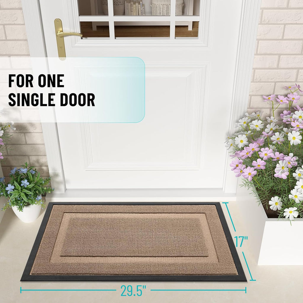 OLANLY Indoor Outdoor Doormat - Waterproof All-Season Rubber Mat | Low Profile, Easy Clean, 29.5x17 Mocha