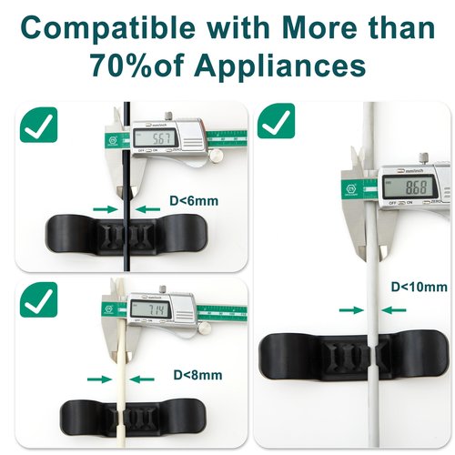 Cord Organizer for Appliance Stick On- Kitchen Appliances Cord Winder, Convenient Cord Wrapper for Mixer, Air Fryers, Juicers, Coffee Machines, Blender, Air Fryers, Black 6Packs