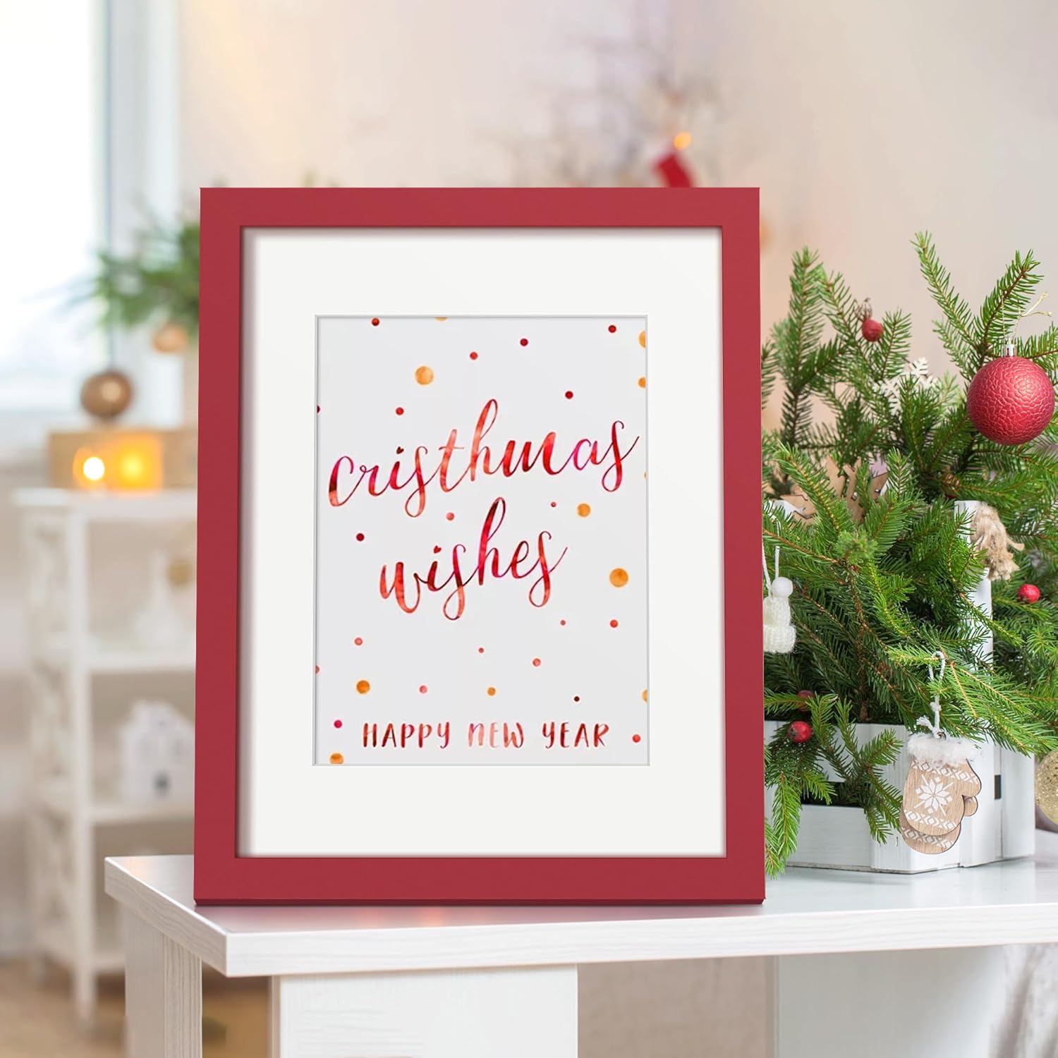 Upsimples 8.5x11 Picture Frame - Versatile Display for 6x8 Photos with Mat or 8.5x11 Without - Red, 1 Pack