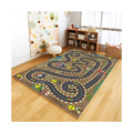 Kids Rug Car Rugs for Kids Toy Cars Play Mat City Life Road Rug for Cars Fun City Map for Carpet for Bedroom Boys (Sand Track, 31 * 47 inches)