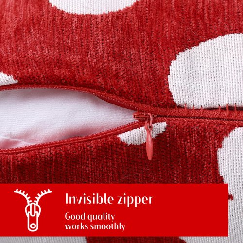 Frienda Valentine's Day Chenille Pillow Covers 18 x 18 Inch Set of 2, Valentine Red and White Hearts Pattern Decorative Throw Pillow Cases for Couch Sofa Bedroom Valentines Holiday Festival Home Decor