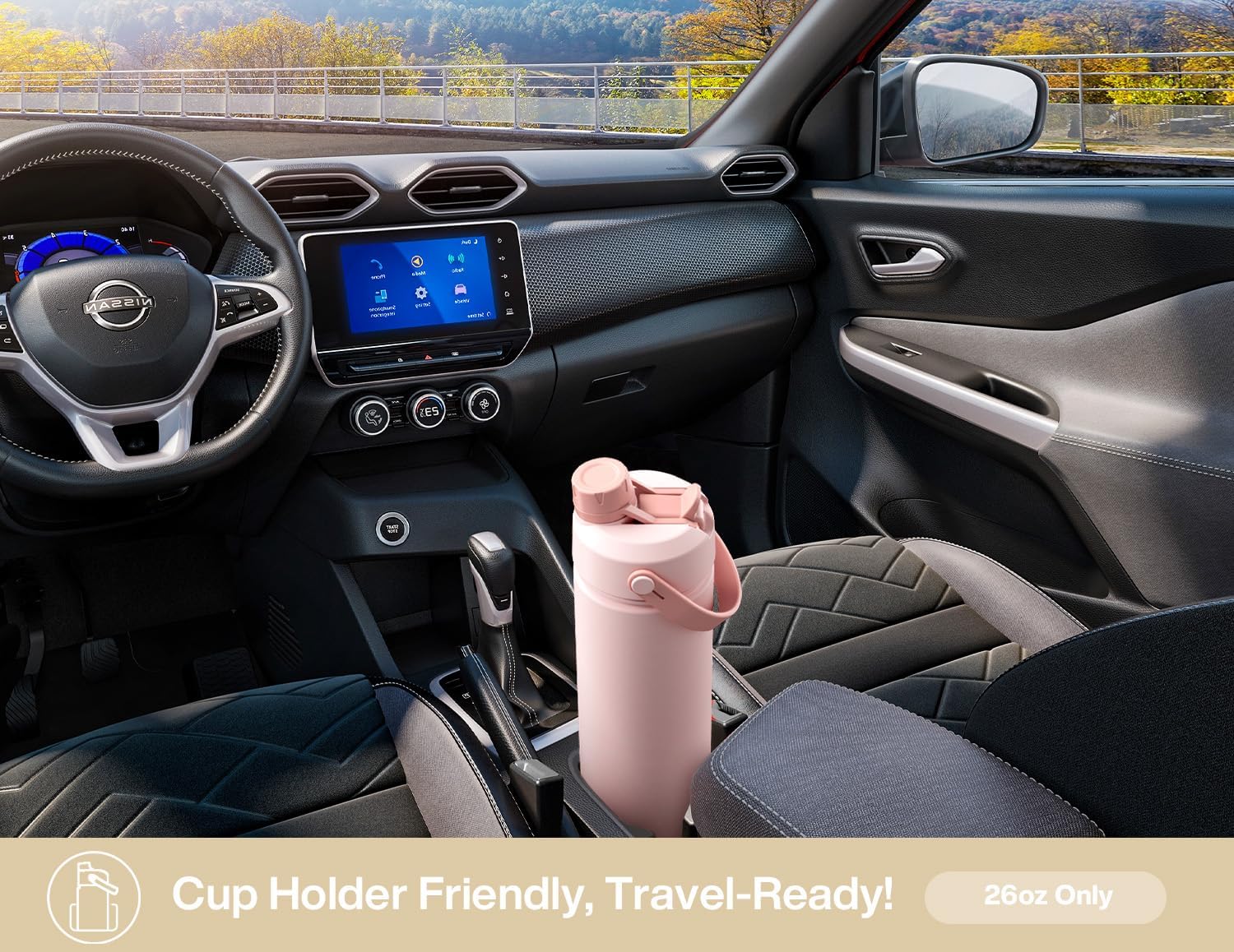 POWCAN Insulated Water Bottle - 26 oz Stainless Steel with 2-in-1 Straw & Spout Lid | Keeps Drinks Cold 24H, Leak-Proof, Fits Car Cup Holder (Ivory Porcelain)