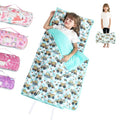 Toddler Nap Mat for Preschool 50''x30'' Sleeping Mat with Removable Pillow and Minky Blanket for Kids Ages 3-7 Roll Up Soft Sleeping Bag for Boys Girls Kindergarten Daycare Sleepover - Excavator