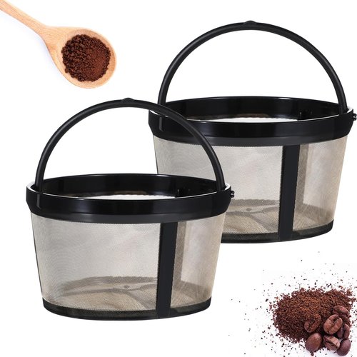 Clofiak 2Pcs Reusable Coffee Filters, 4-5 Cup Nylon Mesh Coffee Filter Basket with Handle Reusable Coffee Pot Filters Compatible with Makers and Brewers