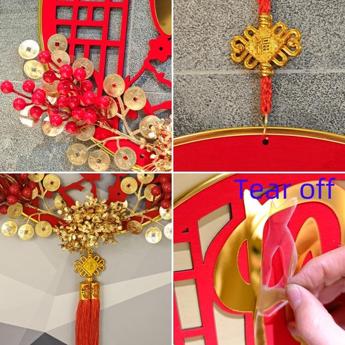 LOONELO Vietnamese New Year Hanging Ornament with Tassel, Asian Lunar New Year Pendant for 2026 Tết Việt NAM Décor, Red and Gold Lucky Prosperity Charms Hanging Decorations for Door Wall Home Office