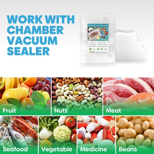 Cloudslucky Chamber Vacuum Sealer Bags,10"x14" 200 Pcs Pre-cut Chamber Machine Pouches,Heavy Duty Chamber Vacuum Bags for Commercial Sealer,Food Storage,Meal Prep,Sous Vide,Meat Cheese Goods, BPA Free