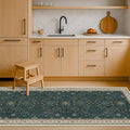 Hazo Haus Dark Green Kitchen Runner Rug - Modern Vintage Boho Floral Pattern | Washable Non-Slip 2x8 ft