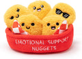 Relatable Emotional Support Chicken Nuggets - Cuddly Plush Toys Set with 5 Squishy Plushies & Basket