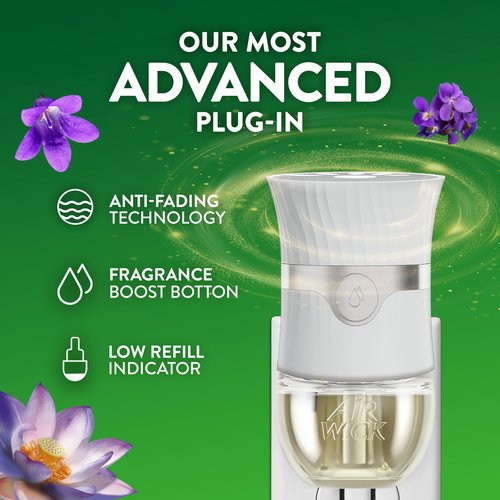 Air Wick Plug In Scented Oil Refill, Infused with Essential Oils, Plug In Air Fresheners for Home, Black Lotus & Violet, 5 ct