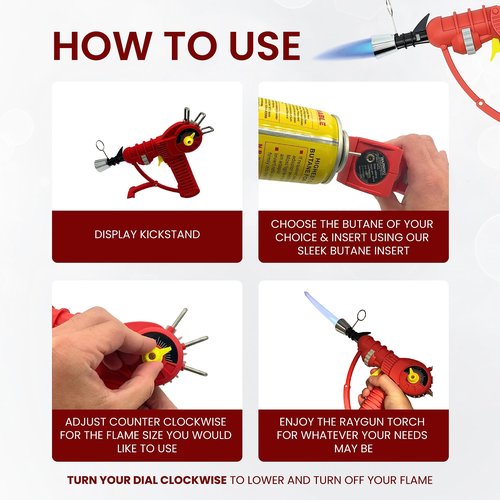 THiCket Raygun Torch Lighter, with Adjustable Flame and Safety Lock (Red)