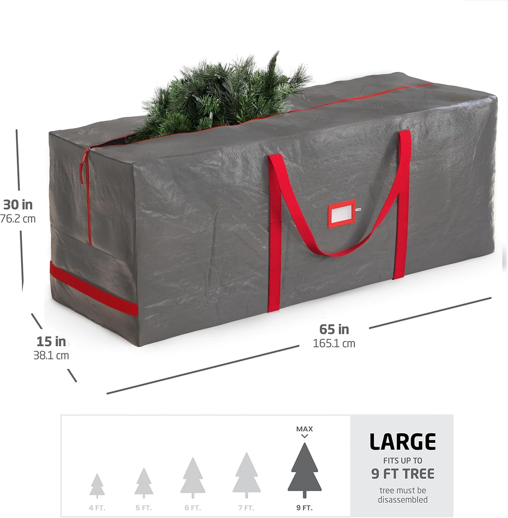 Zober Christmas Tree Storage Bag - Waterproof & Durable for 9 Ft Artificial Trees - Gray