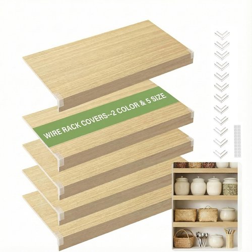 DOFOPO Wire Shelf Cover,Wire Rack Covers for Pantry PVC (Not Wood) Shelf Liners for Cabinet Kitchen Pantry Shelves(Wood Color,24x12 inch)
