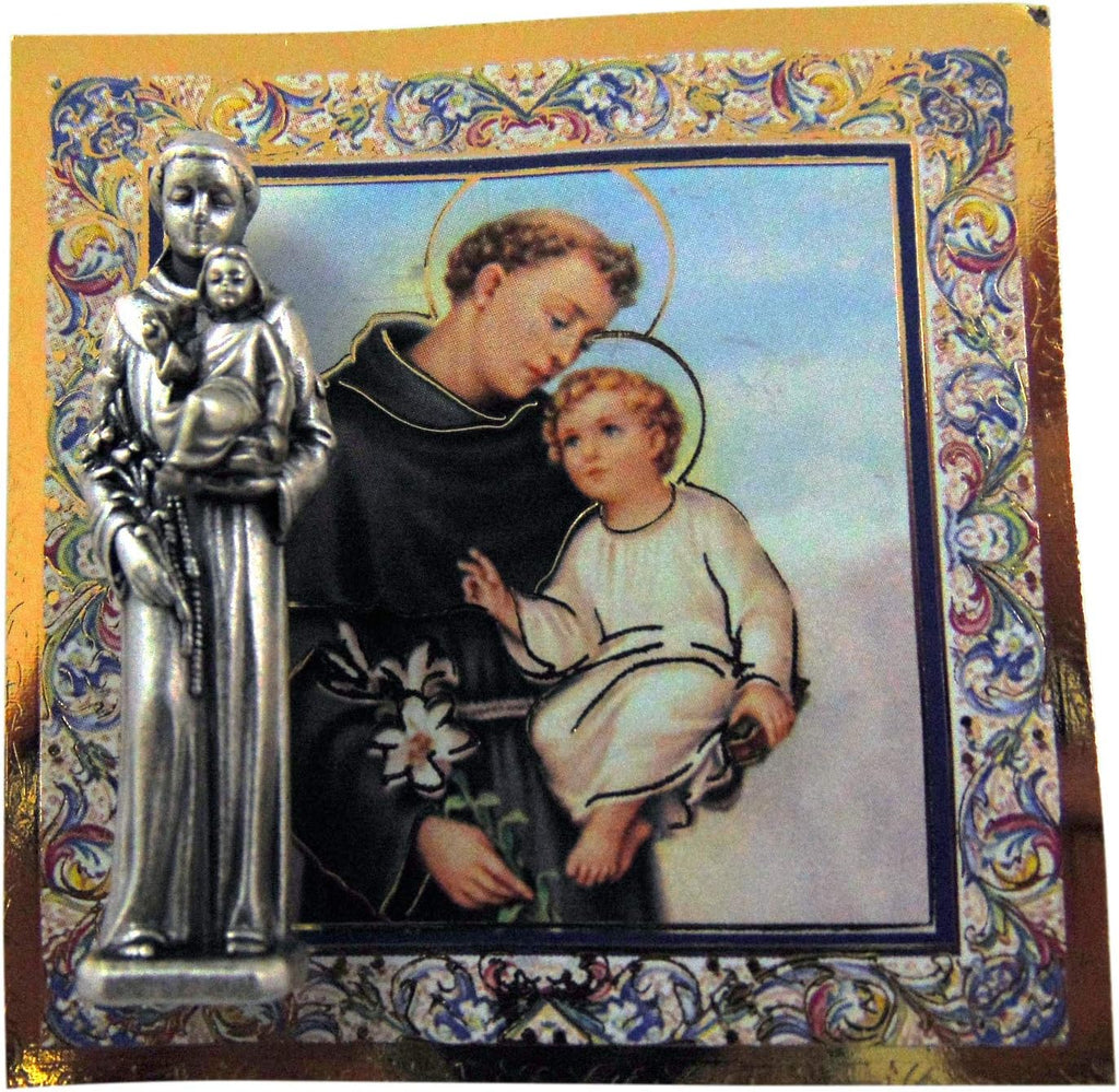 St. Anthony Mini Statue Gift Set - 1 Inch Long Statue with Prayer Card | Perfect Religious Gift