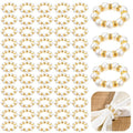 Yuanan 60pcs Gold Napkin Rings Pearl Gold Napkin Ring Disposable Napkin-Ring Imitation Pearl Ring Universal Napkins Holders for Cloth Napkins for Wedding Party Dinner Table Decor and Daily Use