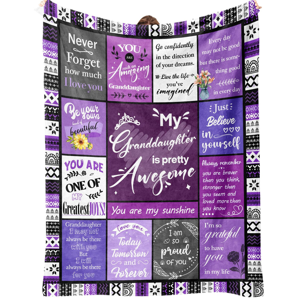 Flpoxzd Granddaughter Gifts from Grandma, Grandpa, Birthday Gifts for Granddaughter, Granddaughters Blanket, Christmas Graduation Present for Grandchild, Heartwarming Blanket 60”x50”