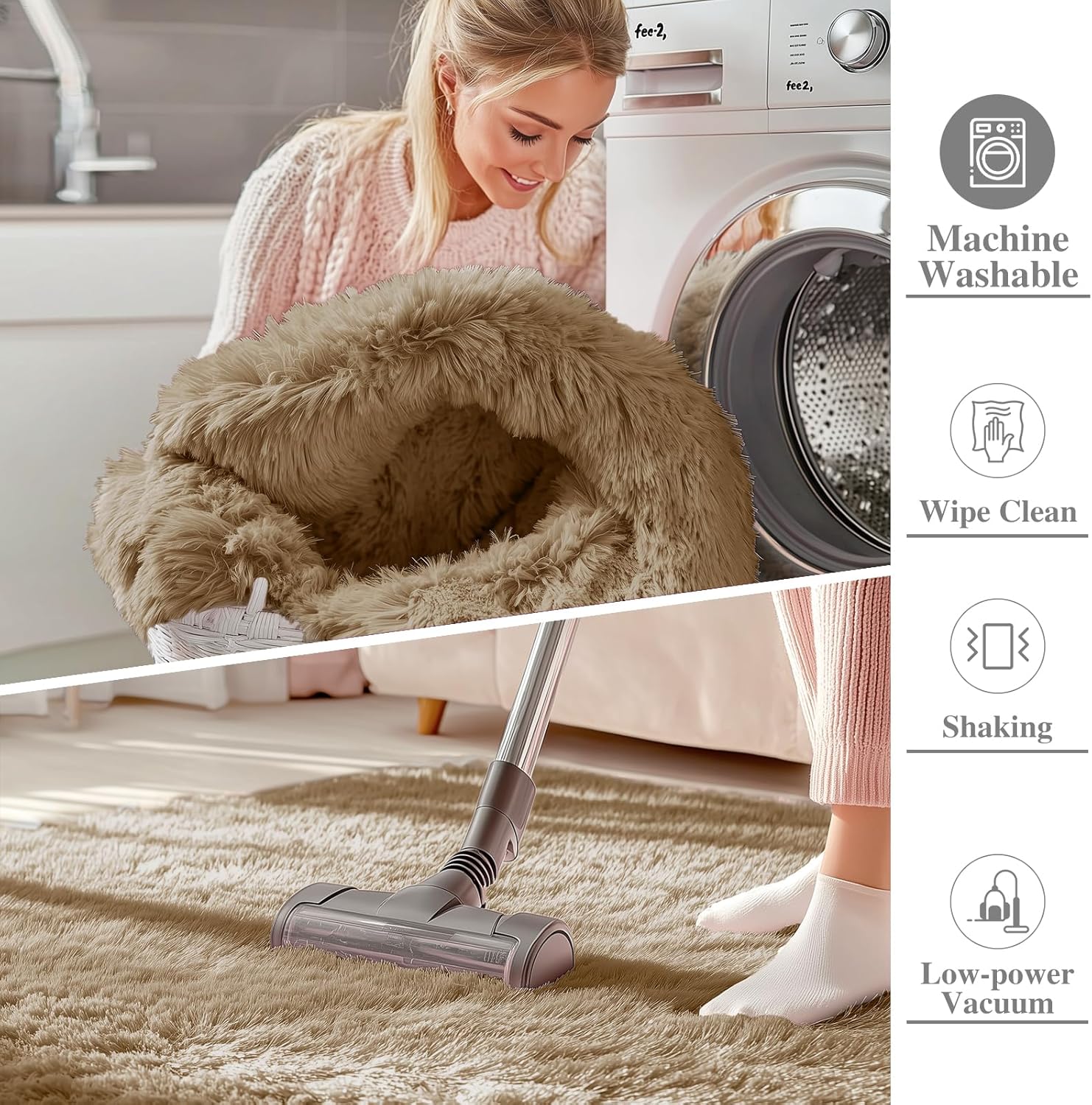 OLANLY Large Area Rug - Soft Fluffy Shaggy Carpet for Living Room & Bedroom | 5x7 Taupe Design