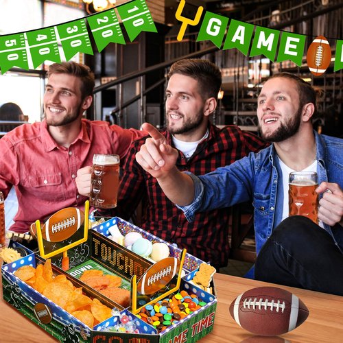 Fullhawl 1 Pcs Football Party Supplies Kit Large Food Serving Tray Football Snack Plates Complete Tailgate Stadium Bowl Kit for Birthday Celebration Table Centerpiece Decorations Favor