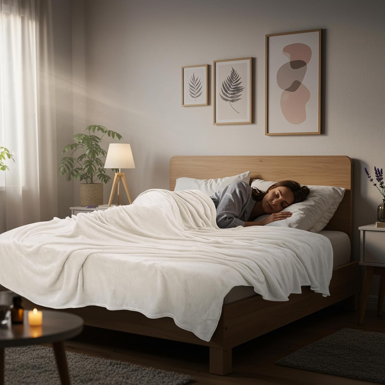 Utopia Bedding Fleece Blanket - Luxury Soft Microfiber Throw | Ivory, 50x60 Inch, Anti-Static 300GSM