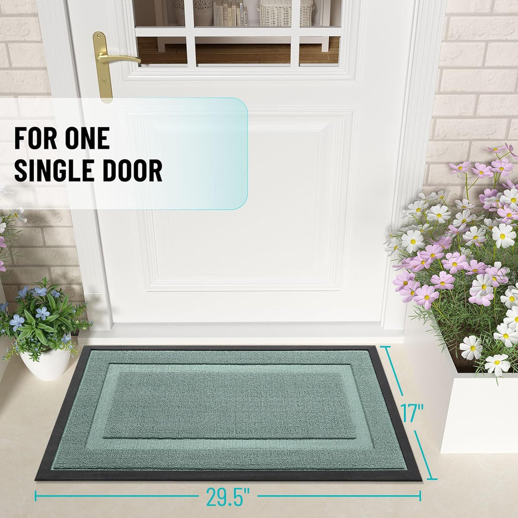 OLANLY Waterproof Front Door Mat - All-Season Indoor/Outdoor Doormat, Easy Clean, 47x17, Grayish Green